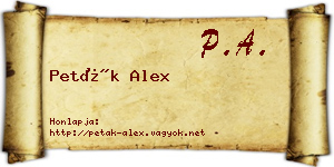 Peták Alex névjegykártya